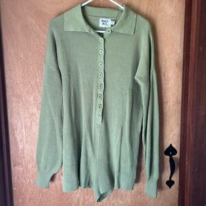 Women's Green Button-Up Jumpsuit